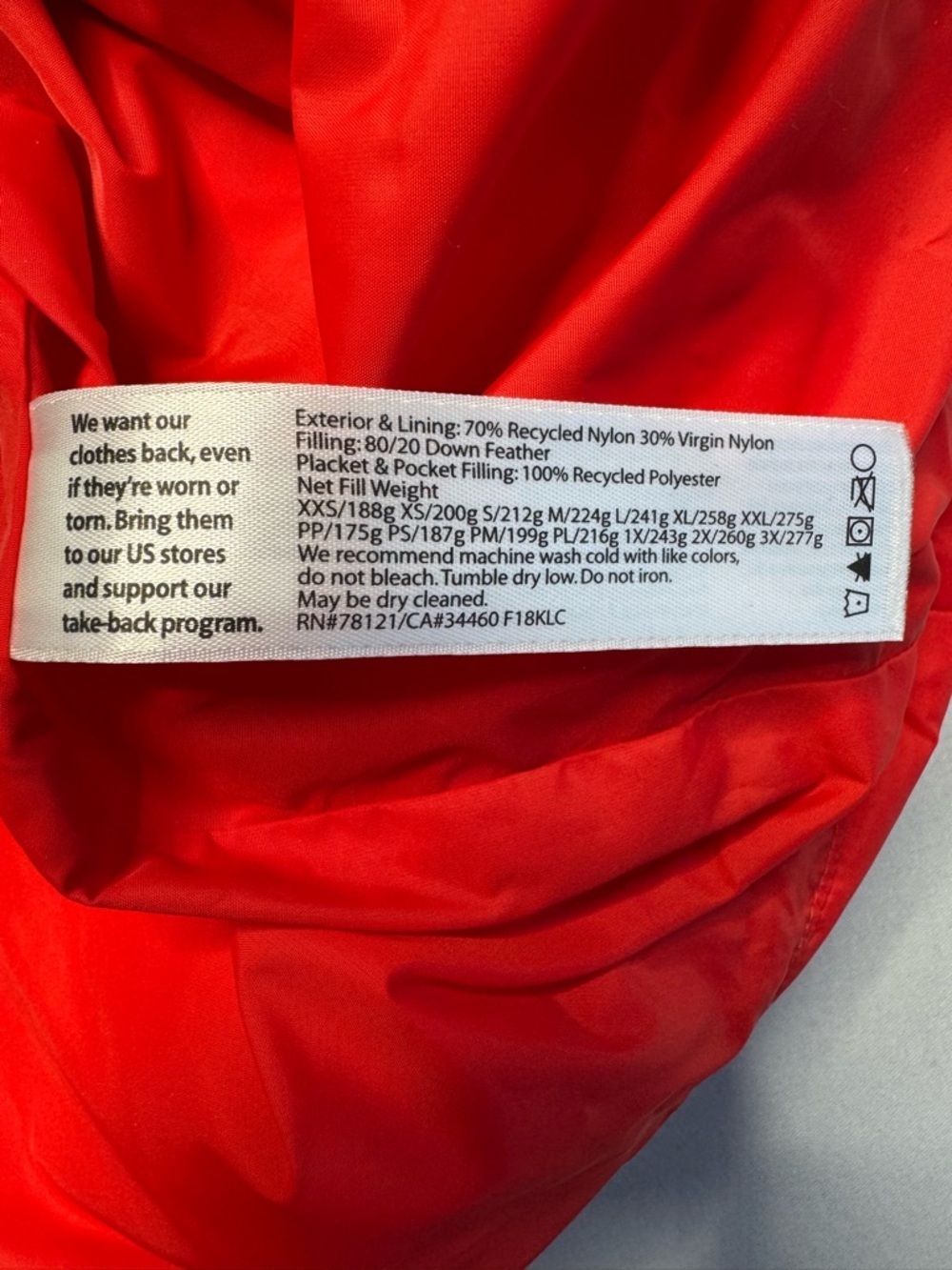 Eileen Fisher Recycled Nylon Hooded Down puffer COAT JACKET Red Lory Size XL - Picture 5 of 7